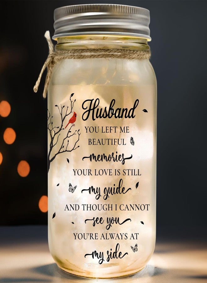 2IMT Memorial Gifts for Loss Of Husband, Bereavement Gifts for Loss of Husband Memorial Gift for Widow, In Loving Memory Sympathy Memory Gift for Loss Loved Ones Red Cardinal Condolences Mason Jar Light - Image 1